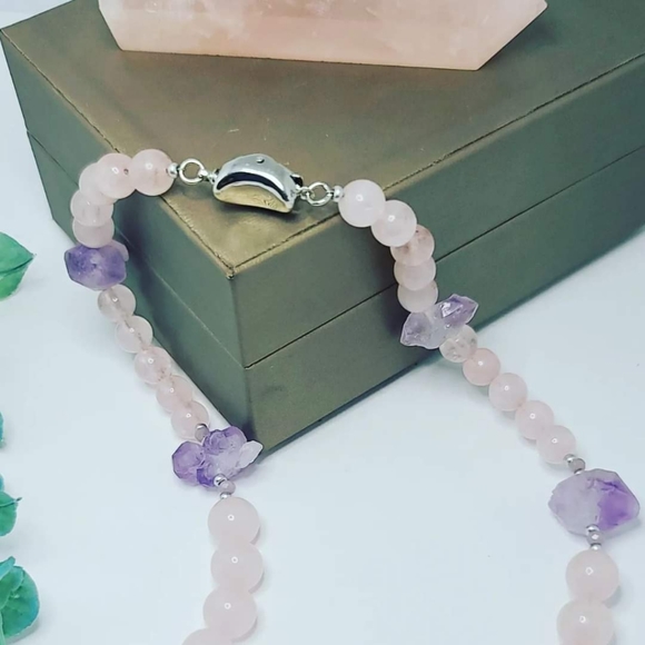 Rose Quartz,  Amethyst necklace - Picture 3 of 4